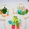Embroidery Starter Kits for Adults Beginners with Stamped Pattern, Embroidery Floss + Needles + Hoop, Cactus Series, 3 Pack